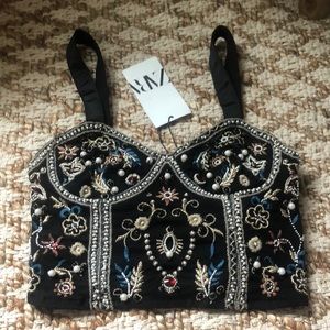 Zara beaded embroider crop top